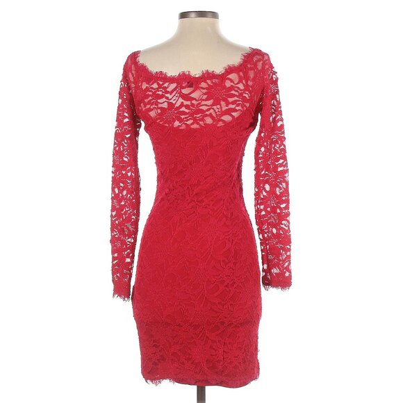 Jump Apparel by Wendye Chaitin Red Lace Bodycon Dress M/L - Picture 2 of 5